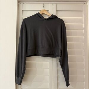 Garage Charcoal Gray Ribbed Hoodie Top